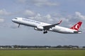 Amsterdam Airport Schiphol - Airbus A321 of Turkish Airlines takes off