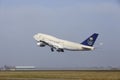 Amsterdam Airport Schiphol - Boeing 747 of Saudia Cargo takes off Royalty Free Stock Photo