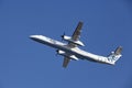 Amsterdam Airport Schiphol - Flybe Bombardier Dash 8 takes off Royalty Free Stock Photo