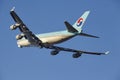 Amsterdam Airport Schiphol - Korean Air Cargo Boeing 747 takes off Royalty Free Stock Photo