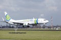 Amsterdam Airport Schiphol - Transavia Sunweb livery Boeing 737 lands