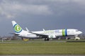 Amsterdam Airport Schiphol - Transavia Sunweb livery Boeing 737 lands