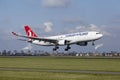 Amsterdam Airport Schiphol - Turkish Airlines Airbus A330 lands Royalty Free Stock Photo