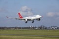 Amsterdam Airport Schiphol - Turkish Airlines Airbus A330 lands Royalty Free Stock Photo