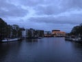 Amsterdam Amstel at night Royalty Free Stock Photo