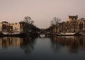 Amsterdam Amstel river at sunrise Royalty Free Stock Photo