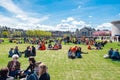 AMSTERDAM-APRIL 27: People relax at the Museumplein on King's Day on April 27,2015.