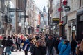 AMSTERDAM-APRIL 30: Undefined people on Kalverstraat shopping street on April 30,2015, the Netherlands.