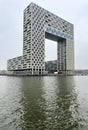 amsterdam architecture with apartments on the water canals cloudy