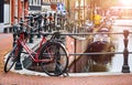 Amsterdam. Bike over canal Typical amsterdam transport Royalty Free Stock Photo