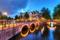 Amsterdam blue hour canals Royalty Free Stock Photo