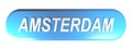AMSTERDAM blue rounded rectangle push button - 3D rendering illustration Royalty Free Stock Photo