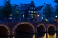 Amsterdam bridge at black night Royalty Free Stock Photo