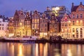 Amsterdam canal Amstel with dutch houses Royalty Free Stock Photo