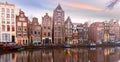 Amsterdam canal Herengracht at sunset Royalty Free Stock Photo