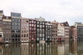 Amsterdam Canal Houses on a gray day Royalty Free Stock Photo