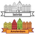 Amsterdam canal houses. Netherlands symbol. Travel Europe icon. Royalty Free Stock Photo