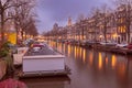 Amsterdam canal Keizersgracht at sunset