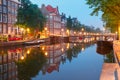 Amsterdam canal Kloveniersburgwal, Holland Royalty Free Stock Photo