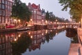 Amsterdam canal Kloveniersburgwal, Holland Royalty Free Stock Photo