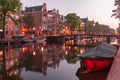 Amsterdam canal Kloveniersburgwal, Holland Royalty Free Stock Photo