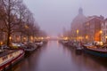 Amsterdam canal Singel with dutch houses, Holland