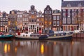 Amsterdam canal Singel with dutch houses, Holland