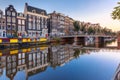 Amsterdam canal Singel with dutch houses, Holland Royalty Free Stock Photo