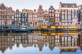 Amsterdam canal Singel with dutch houses Royalty Free Stock Photo