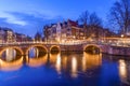 Amsterdam canal during twilight time Royalty Free Stock Photo