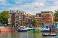 Amsterdam canal and typical houses, Holland Royalty Free Stock Photo