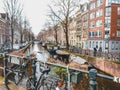 Amsterdam Canal in winter Royalty Free Stock Photo