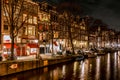 Amsterdam canal in winter season Royalty Free Stock Photo