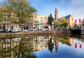 Amsterdam Canals - Westerkerk Church, Netherlands, Holland, Euro Royalty Free Stock Photo