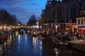 Amsterdam, capital of the Netherlands. beautiful night city, bridges, canals and ancient architecture