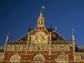 amsterdam central station at sunset Royalty Free Stock Photo