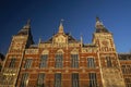 amsterdam central station at sunset Royalty Free Stock Photo