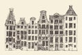 Amsterdam, city architecture, vintage engraved illustration