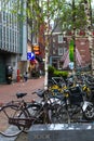 Amsterdam, city of bicycles. Large bicycle parking in the city center. Pile of bicycles