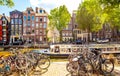 Amsterdam city and Brouwersgracht water canal, Jordaan district