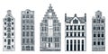 Amsterdam city buildings. Vector sketch illustration. Travel to Netherlands hand drawn design elements