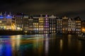 Amsterdam city canals at night