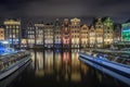 Amsterdam city canals at night Royalty Free Stock Photo