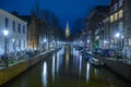 Amsterdam city canals at night Royalty Free Stock Photo