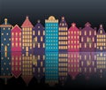 Amsterdam city illustration night Royalty Free Stock Photo