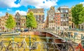 Amsterdam city and Prinsengracht water canal, Netherlands