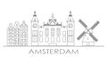 Amsterdam city skyline design. Amsterdam outline silhouette and typographic design. The Netherlands symbol. Vector Royalty Free Stock Photo