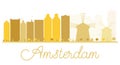Amsterdam City skyline golden silhouette. Royalty Free Stock Photo