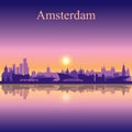 Amsterdam city skyline silhouette background