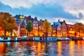 Amsterdam city view with Amstel river